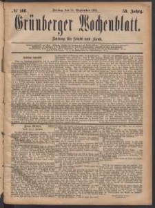 Gr&uuml;nberger Wochenblatt: Zeitung f&uuml;r Stadt und Land, No. 108. (15. September 1882)