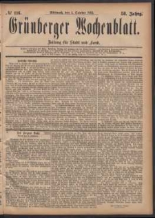 Gr&uuml;nberger Wochenblatt: Zeitung f&uuml;r Stadt und Land, No. 116. (4. October 1882)