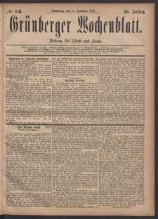 Gr&uuml;nberger Wochenblatt: Zeitung f&uuml;r Stadt und Land, No. 118. (8. October 1882)