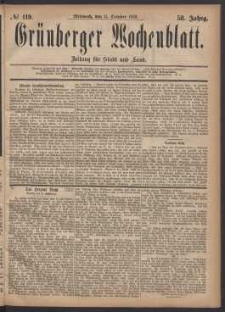 Gr&uuml;nberger Wochenblatt: Zeitung f&uuml;r Stadt und Land, No. 119. (11. October 1882)