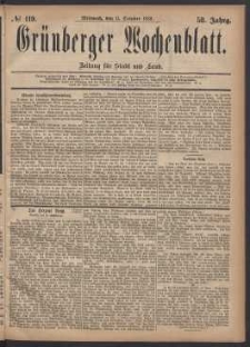 Grünberger Wochenblatt: Zeitung für Stadt und Land, No. 119. (11. October 1882)