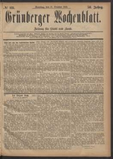 Gr&uuml;nberger Wochenblatt: Zeitung f&uuml;r Stadt und Land, No. 121. (15. October 1882)