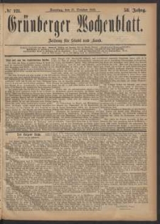 Grünberger Wochenblatt: Zeitung für Stadt und Land, No. 121. (15. October 1882)