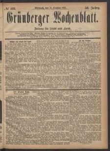 Gr&uuml;nberger Wochenblatt: Zeitung f&uuml;r Stadt und Land, No. 122. (18. October 1882)