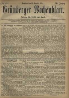 Gr&uuml;nberger Wochenblatt: Zeitung f&uuml;r Stadt und Land, No. 124. (22. October 1882)
