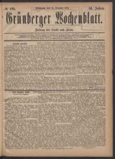 Gr&uuml;nberger Wochenblatt: Zeitung f&uuml;r Stadt und Land, No. 125. (25. October 1882)