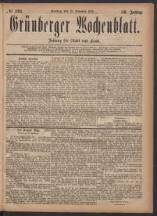 Gr&uuml;nberger Wochenblatt: Zeitung f&uuml;r Stadt und Land, No. 126. (27. October 1882)