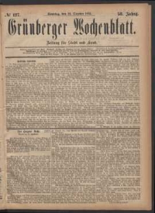 Gr&uuml;nberger Wochenblatt: Zeitung f&uuml;r Stadt und Land, No. 127. (29. October 1882)