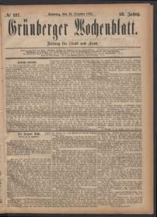 Grünberger Wochenblatt: Zeitung für Stadt und Land, No. 127. (29. October 1882)