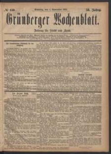 Grünberger Wochenblatt: Zeitung für Stadt und Land, No. 130. (5. November 1882)