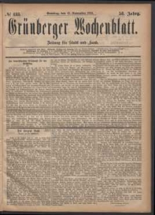 Gr&uuml;nberger Wochenblatt: Zeitung f&uuml;r Stadt und Land, No. 133. (12. November 1882)