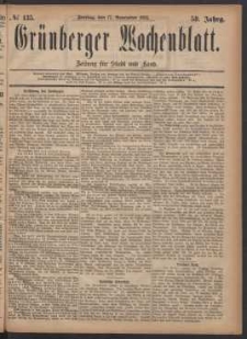 Grünberger Wochenblatt: Zeitung für Stadt und Land, No. 135. (17. November 1882)