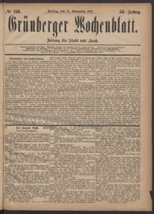 Grünberger Wochenblatt: Zeitung für Stadt und Land, No. 138. (24. November 1882)