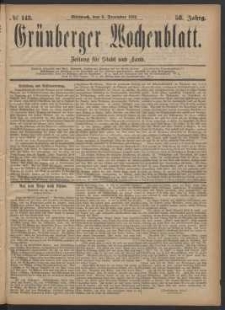 Grünberger Wochenblatt: Zeitung für Stadt und Land, No. 143. (6. December 1882)