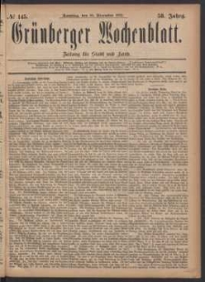 Grünberger Wochenblatt: Zeitung für Stadt und Land, No. 145. (10. December 1882)