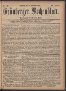 Gr&uuml;nberger Wochenblatt: Zeitung f&uuml;r Stadt und Land, No. 146. (13. December 1882)
