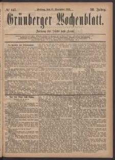 Grünberger Wochenblatt: Zeitung für Stadt und Land, No. 147. (15. December 1882)