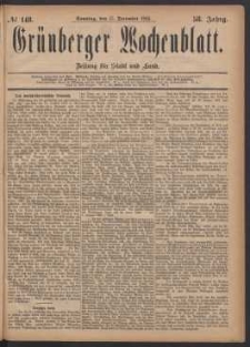 Gr&uuml;nberger Wochenblatt: Zeitung f&uuml;r Stadt und Land, No. 148. (17. December 1882)