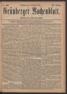Grünberger Wochenblatt: Zeitung für Stadt und Land, No. 148. (17. December 1882)