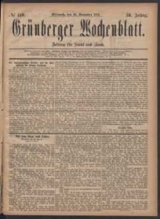 Gr&uuml;nberger Wochenblatt: Zeitung f&uuml;r Stadt und Land, No. 149. (20. December 1882)