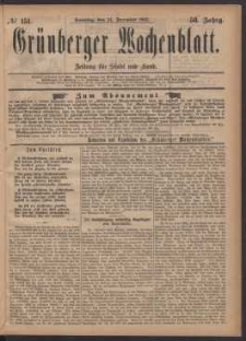Gr&uuml;nberger Wochenblatt: Zeitung f&uuml;r Stadt und Land, No. 151. (24. December 1882)