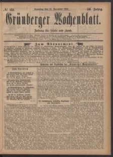 Grünberger Wochenblatt: Zeitung für Stadt und Land, No. 151. (24. December 1882)