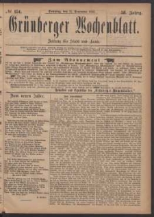 Gr&uuml;nberger Wochenblatt: Zeitung f&uuml;r Stadt und Land, No. 154. (31. December 1882)