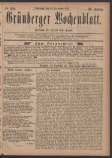 Grünberger Wochenblatt: Zeitung für Stadt und Land, No. 154. (31. December 1882)