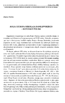 Rosja i Europa Mikołaja Danilewskiego - kontekst polski