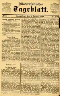 Niederschlesisches Tageblatt, no 2 (Sonnabend, den 3. Januar 1885)
