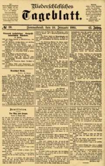 Niederschlesisches Tageblatt, no 20 (Sonnabend, den 24. Januar 1885)