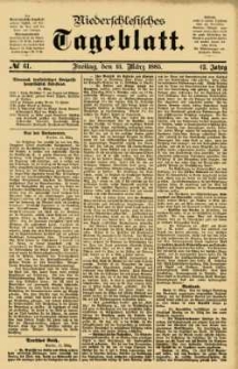 Niederschlesisches Tageblatt, no 61 (Freitag, den 13. M&auml;rz 1885)