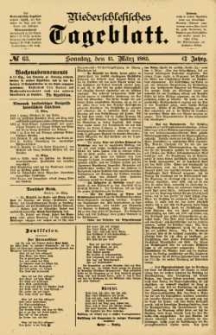 Niederschlesisches Tageblatt, no 63 (Sonntag, den 15. M&auml;rz 1885)