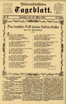 Niederschlesisches Tageblatt, no 69 (Sonntag, den 22. März 1885)