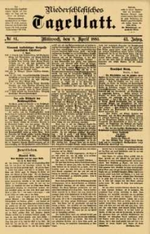 Niederschlesisches Tageblatt, no 81 (Mittwoch, den 8. April 1885)