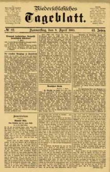 Niederschlesisches Tageblatt, no 82 (Donnerstag, den 9. April 1885)