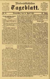 Niederschlesisches Tageblatt, no 88 (Donnerstag, den 16. April 1885)