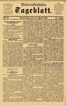 Niederschlesisches Tageblatt, no 94 (Donnerstag, den 23. April 1885)