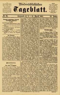 Niederschlesisches Tageblatt, no 96 (Sonnabend, den 25. April 1885)