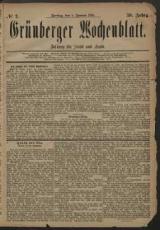 Gr&uuml;nberger Wochenblatt: Zeitung f&uuml;r Stadt und Land, No. 2. (5. Januar 1883)
