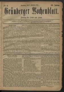 Gr&uuml;nberger Wochenblatt: Zeitung f&uuml;r Stadt und Land, No. 3. (7. Januar 1883)