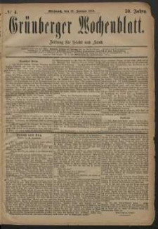 Gr&uuml;nberger Wochenblatt: Zeitung f&uuml;r Stadt und Land, No. 4. (10. Januar 1883)