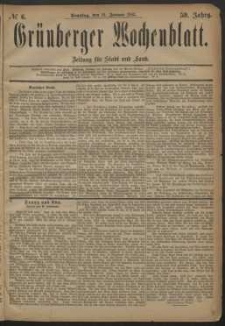 Gr&uuml;nberger Wochenblatt: Zeitung f&uuml;r Stadt und Land, No. 6. (14. Januar 1883)