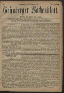 Grünberger Wochenblatt: Zeitung für Stadt und Land, No. 7. (17. Januar 1883)