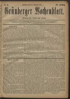 Gr&uuml;nberger Wochenblatt: Zeitung f&uuml;r Stadt und Land, No. 8. (19. Januar 1883)