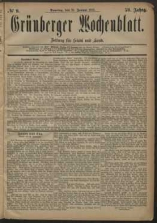 Gr&uuml;nberger Wochenblatt: Zeitung f&uuml;r Stadt und Land, No. 9. (21. Januar 1883)