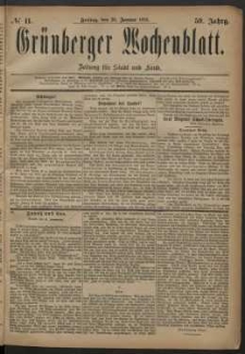 Gr&uuml;nberger Wochenblatt: Zeitung f&uuml;r Stadt und Land, No. 11. (26. Januar 1883)