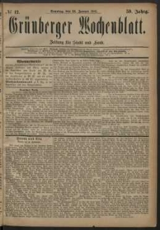 Gr&uuml;nberger Wochenblatt: Zeitung f&uuml;r Stadt und Land, No. 12. (28. Januar 1883)