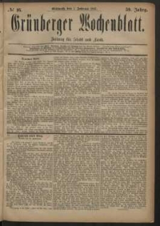Gr&uuml;nberger Wochenblatt: Zeitung f&uuml;r Stadt und Land, No. 16. (7. Februar 1883)