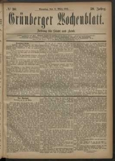 Gr&uuml;nberger Wochenblatt: Zeitung f&uuml;r Stadt und Land, No. 30. (11. M&auml;rz 1883)